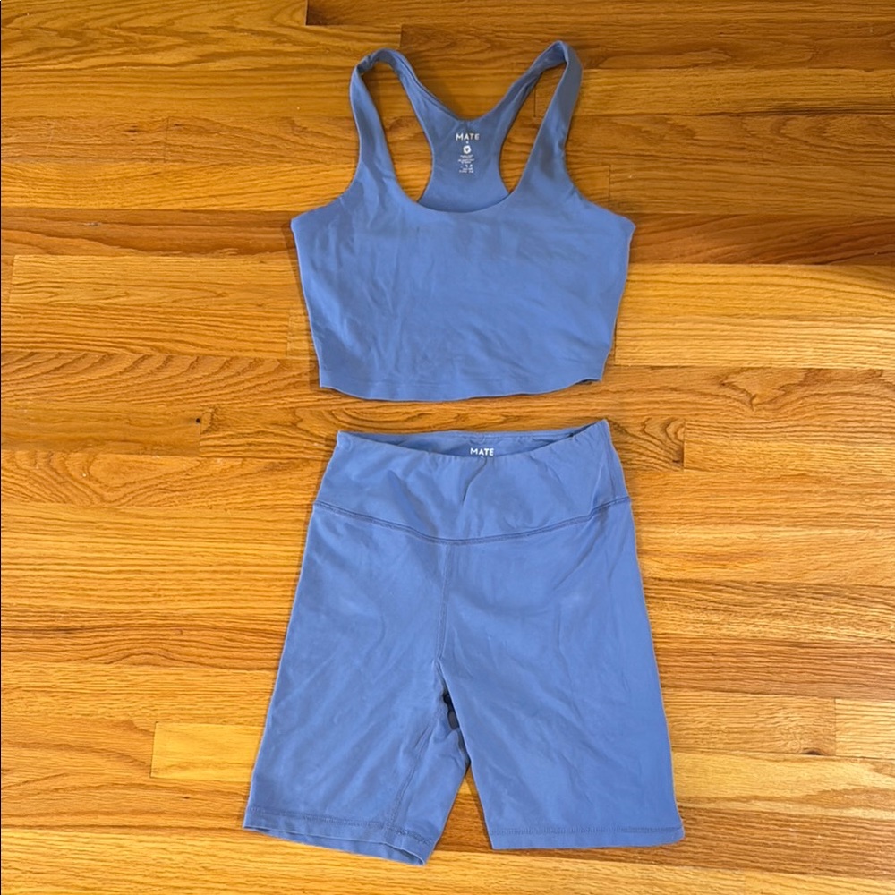 MATE the Label Organic Stretch Blue Bike Shorts